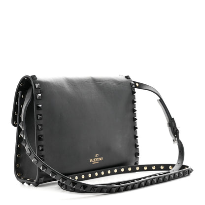 Valentino Garavani Vitello Monochrome Medium Rockstud Flip Lock Crossbody Bag Black 3 of 11
