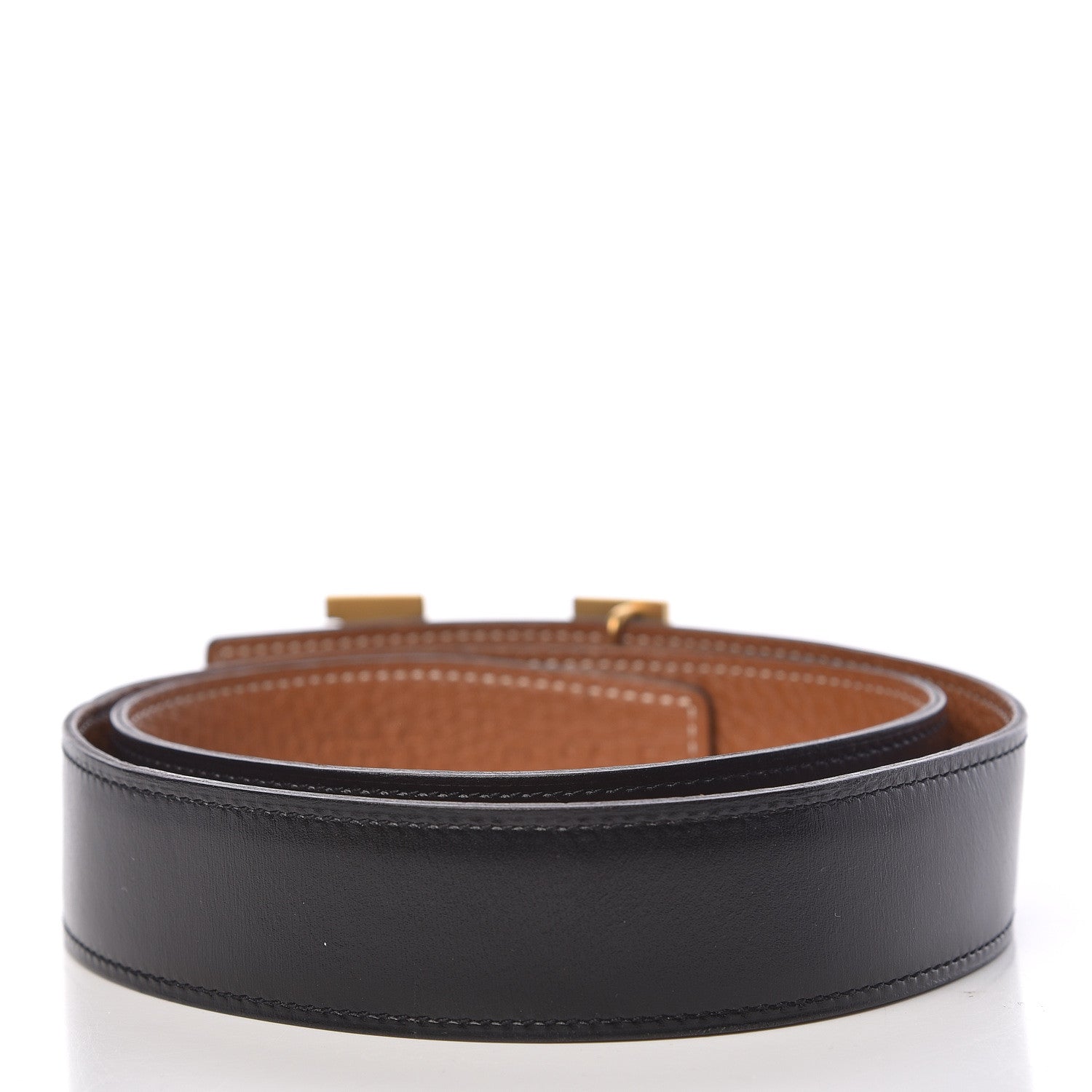 Hermes Box Togo 32mm H Belt 75 Black Gold 3 of 6