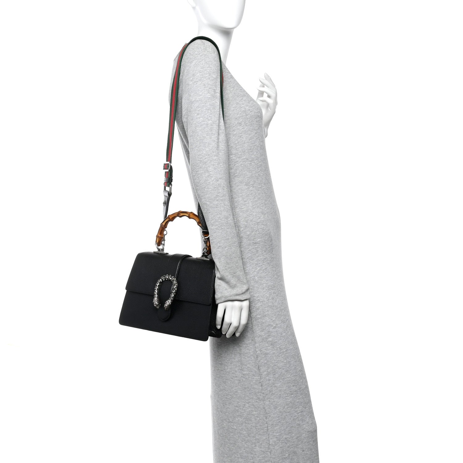 Gucci Dollar Calfskin Crystal Web Medium Dionysus Bamboo Top