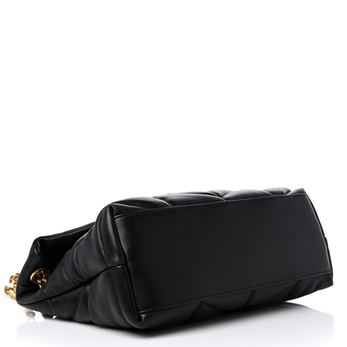Lambskin Quilted Small Loulou Puffer Monogram Chain Satchel Black