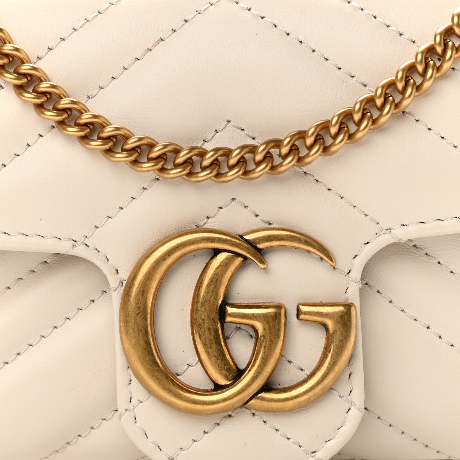 Gucci Calfskin Matelasse Super Mini GG Marmont Shoulder Bag White 8 of 10