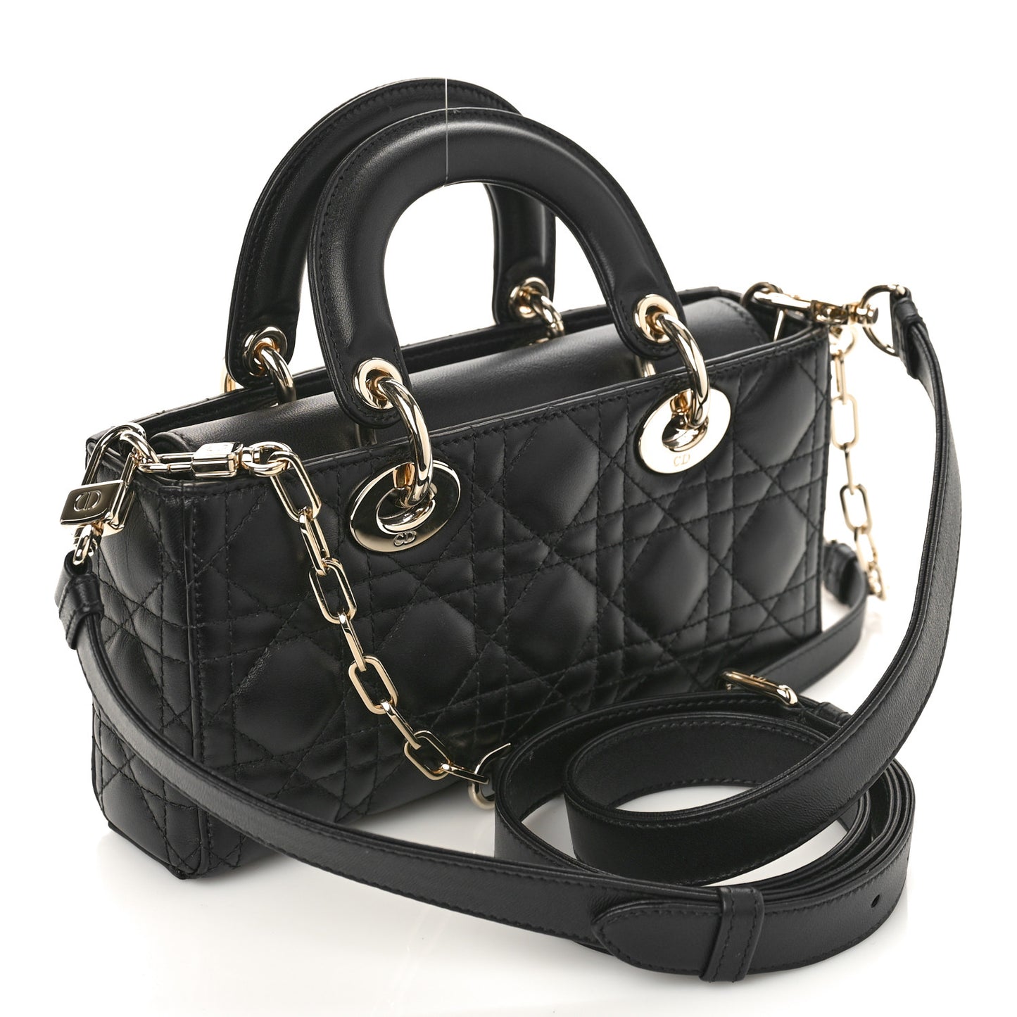Lambskin Cannage Small Lady D-Joy Black
