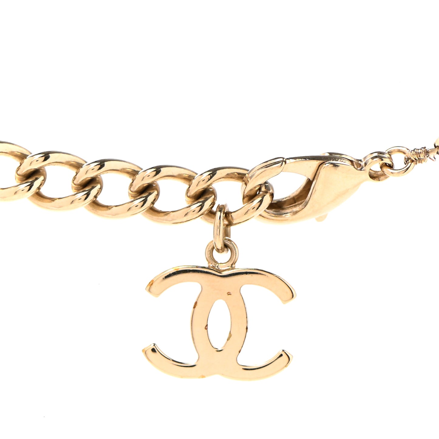 Metal Bead CC Necklace Gold