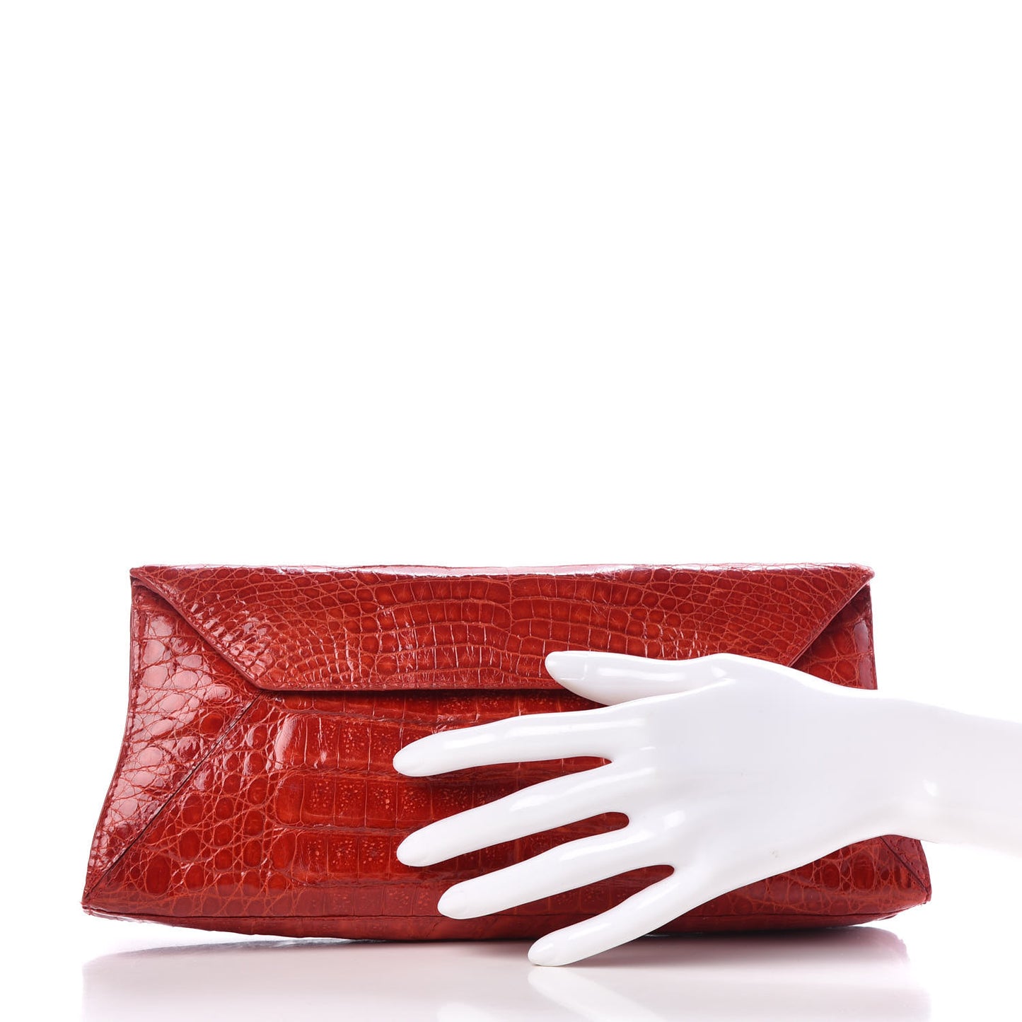 Crocodile Foldover Clutch Red
