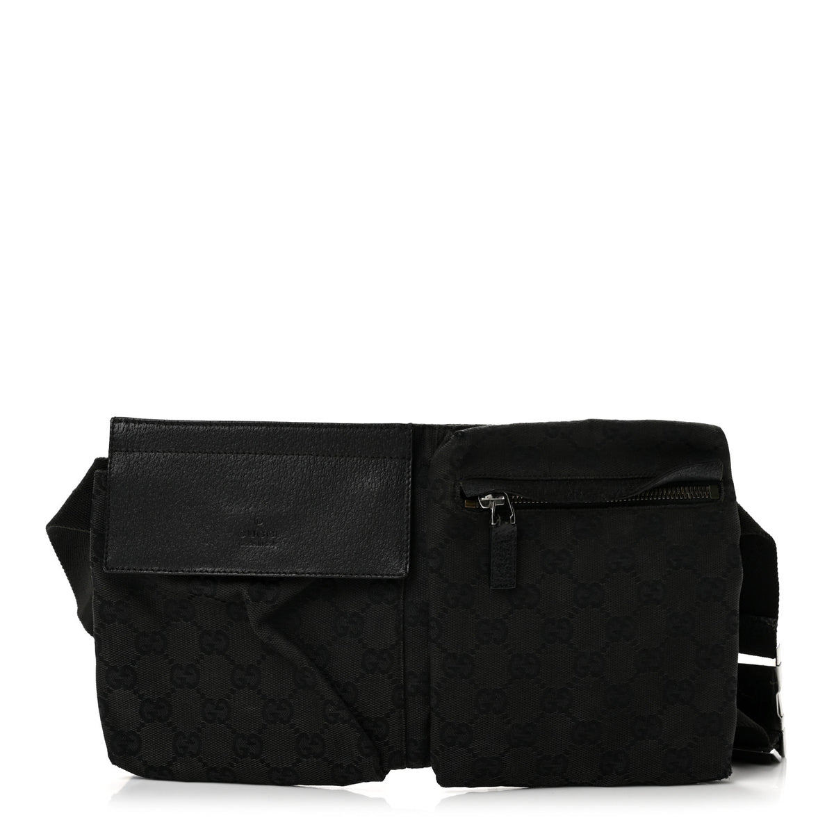 GG Monogram Double Pocket Belt Bag Black