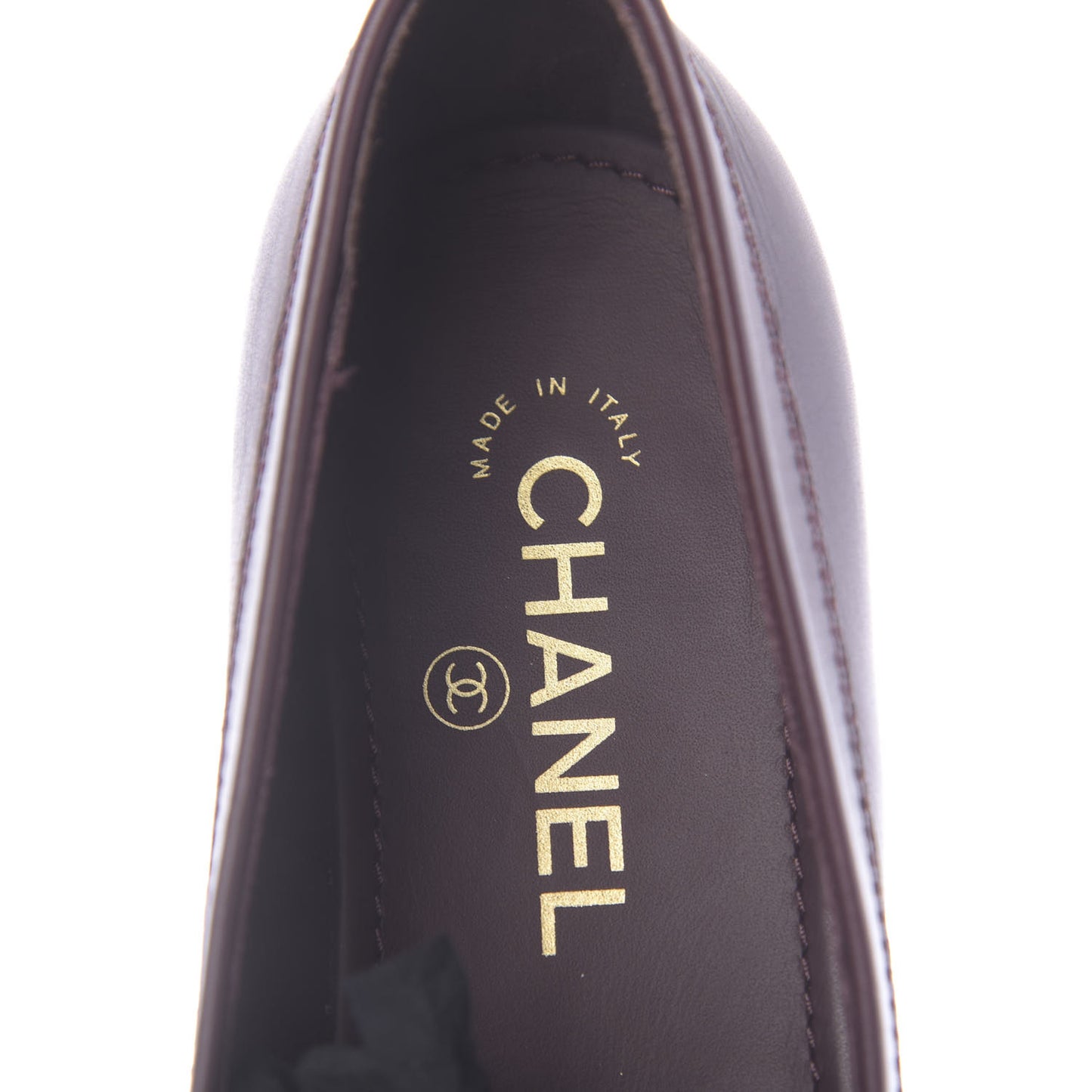 Calfskin CC Chain Mocassin Loafers 39 Burgundy