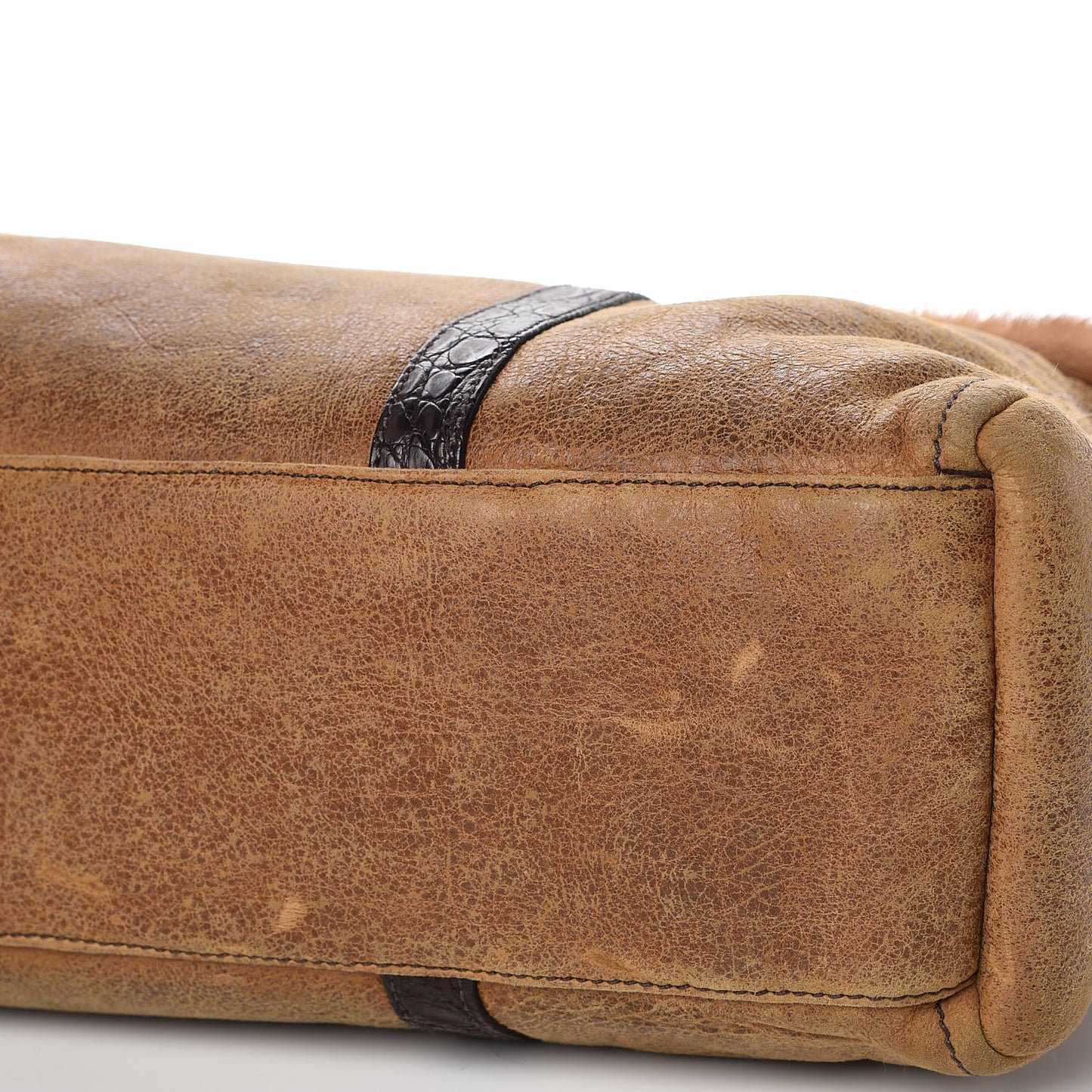 Suede Shearling Mink Fur Crocodile Tote