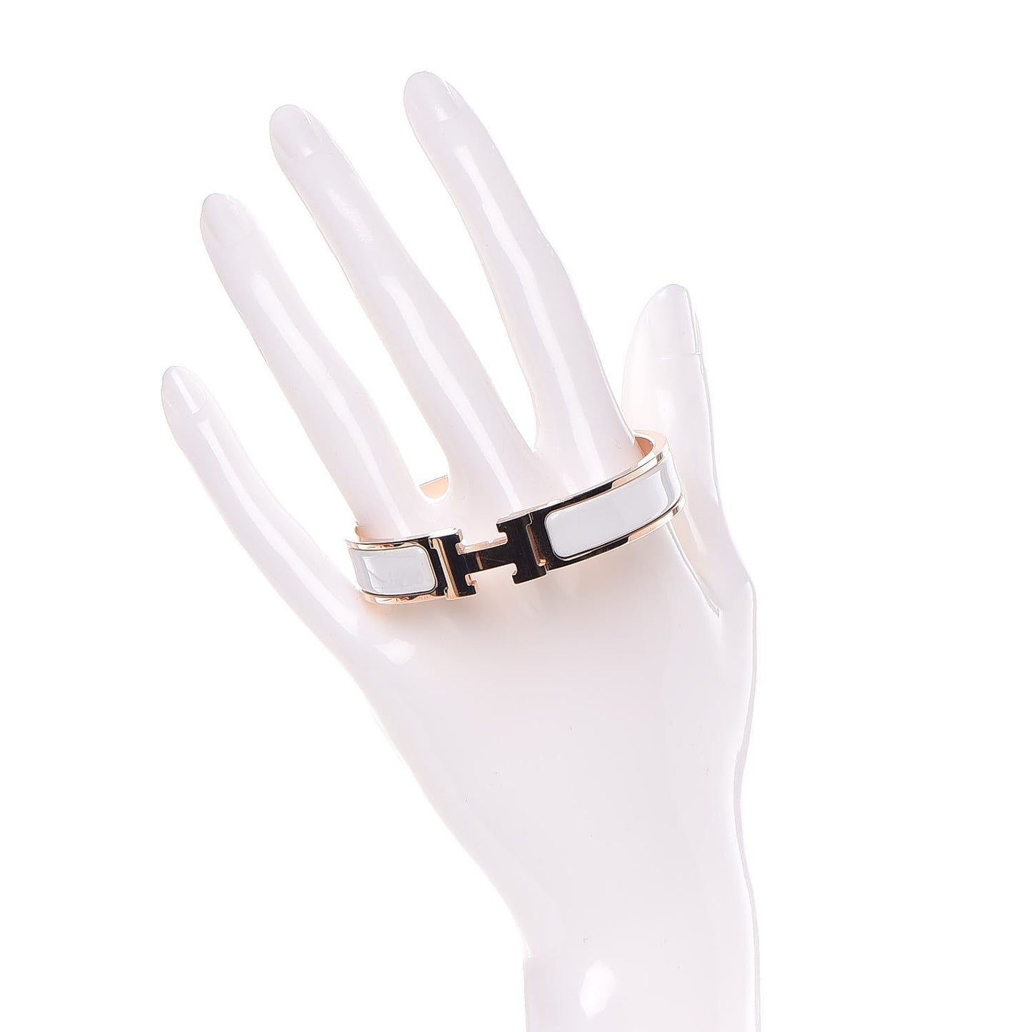 Enamel Narrow Clic Clac H Bracelet PM White