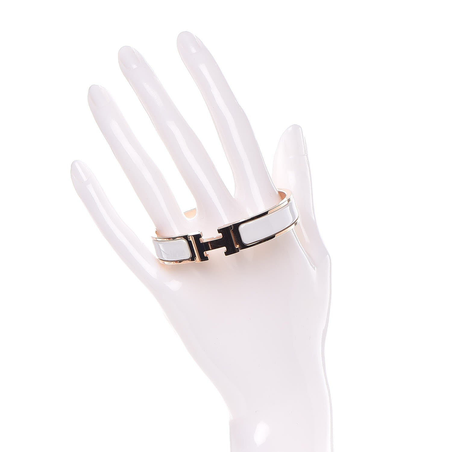 Hermes Enamel Narrow Clic Clac H Bracelet PM White 2 of 7
