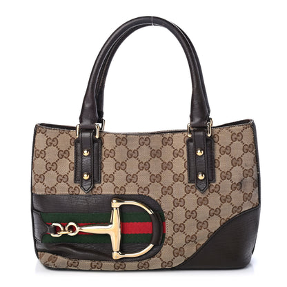 Gucci Monogram Small Hasler Tote Dark Brown 1 of 5