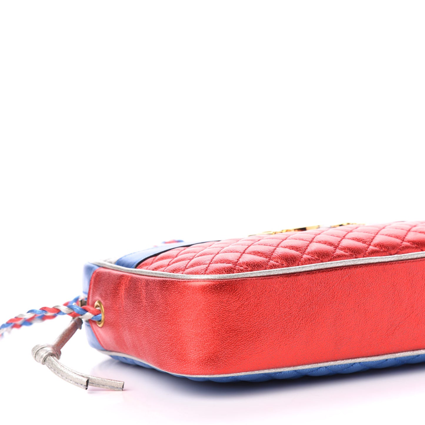 Laminated Nappa Trapuntata Small Zumi Shoulder Bag Rosso Marine Argento