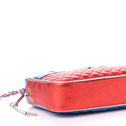 Gucci Laminated Nappa Trapuntata Small Zumi Shoulder Bag Rosso Marine Argento 9 of 11