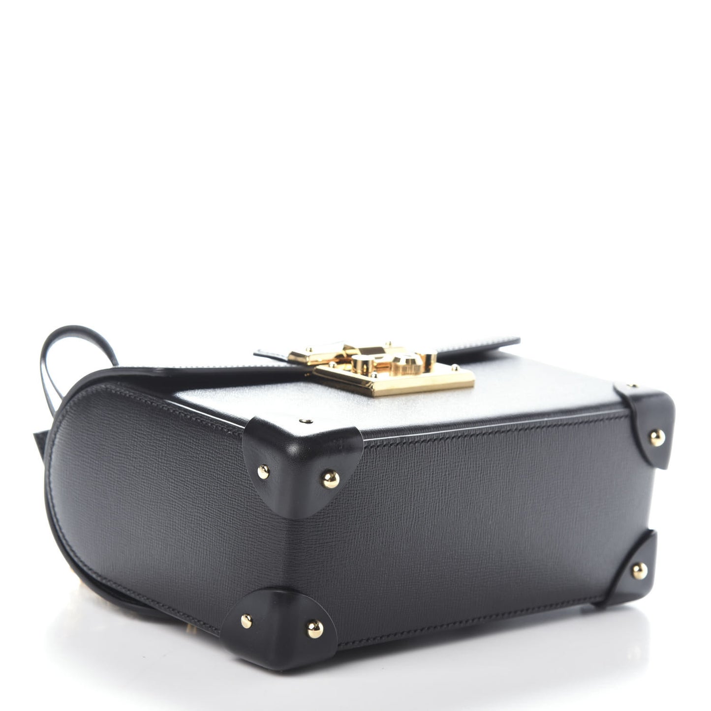 Calfskin Small Padlock Bamboo Shoulder Bag Black