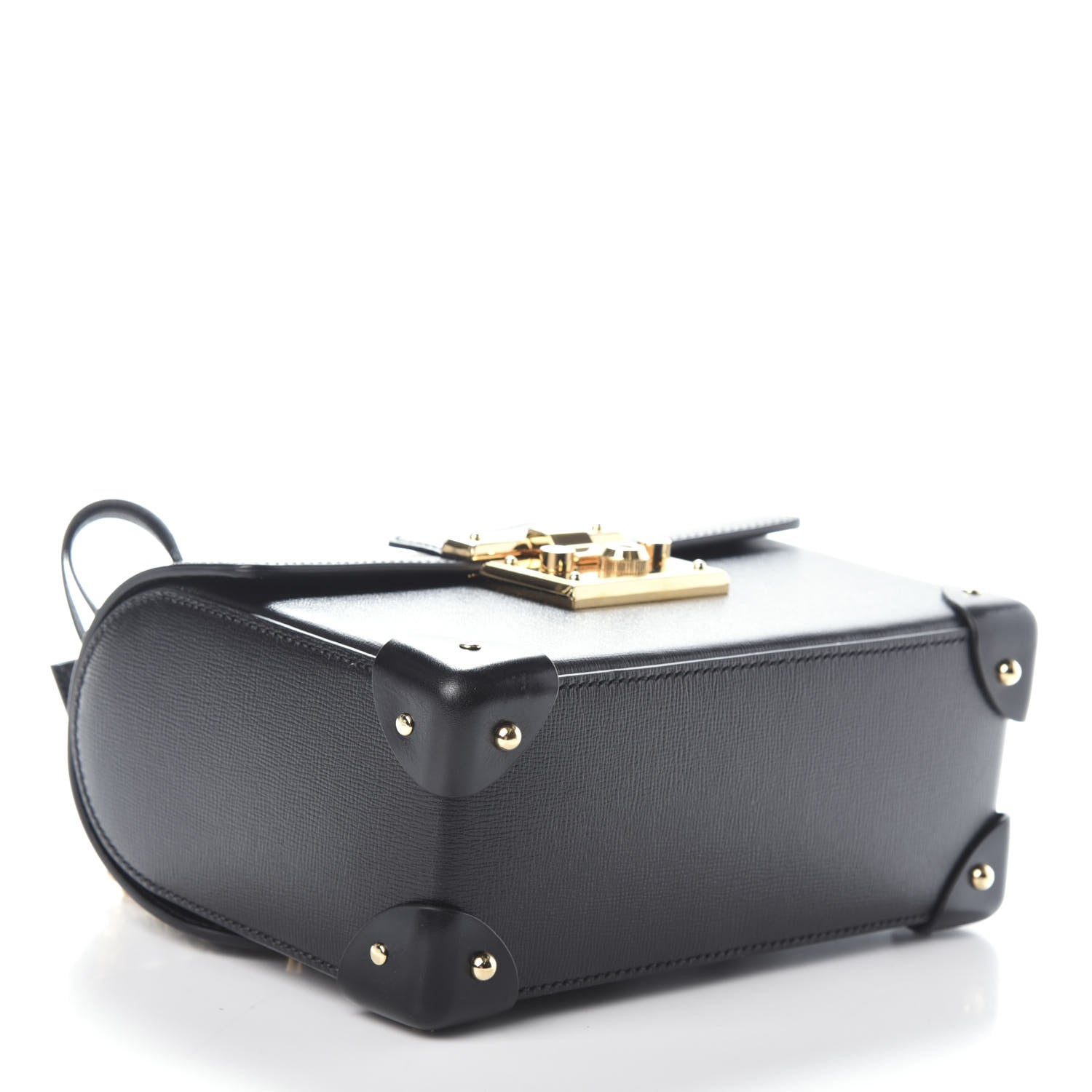 Gucci Calfskin Small Padlock Bamboo Shoulder Bag Black 4 of 9