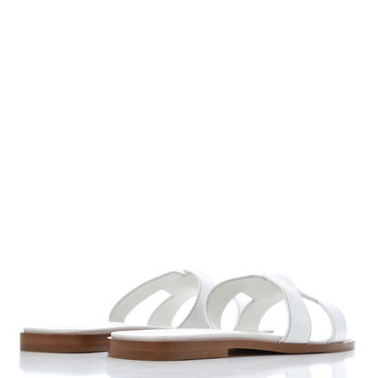 Hermes Box Calfskin Oran Sandals 37 White 4 of 16