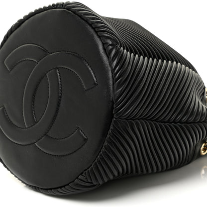 Chanel Lambskin Chevron Drawstring Bag Black 9 of 13