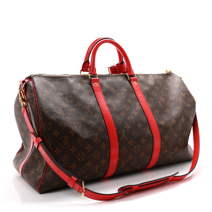 Louis Vuitton Calfskin Monogram Keepall Bandouliere 50 Coquelicot 2 of 9