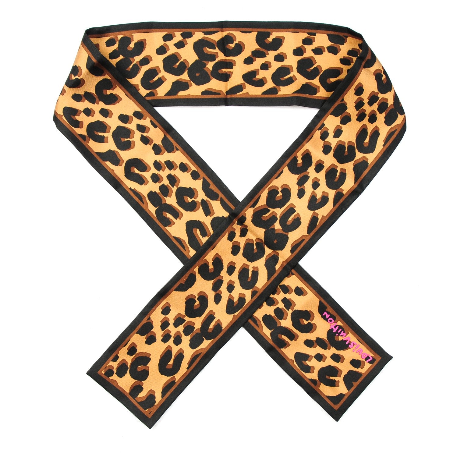 Louis Vuitton Silk Leopard Bandeau Scarf Marron 1 of 5