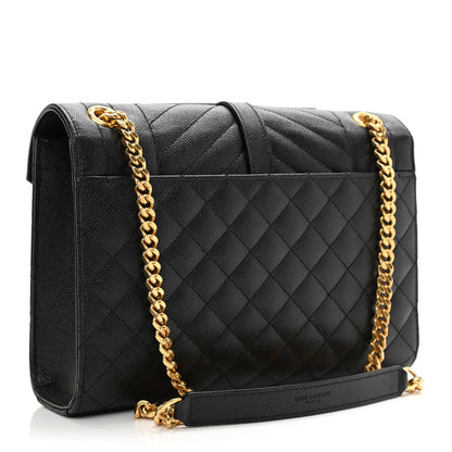 Saint Laurent Grain De Poudre Textured Mixed Matelasse Triquilt Medium Monogram Satchel Black 3 of 11