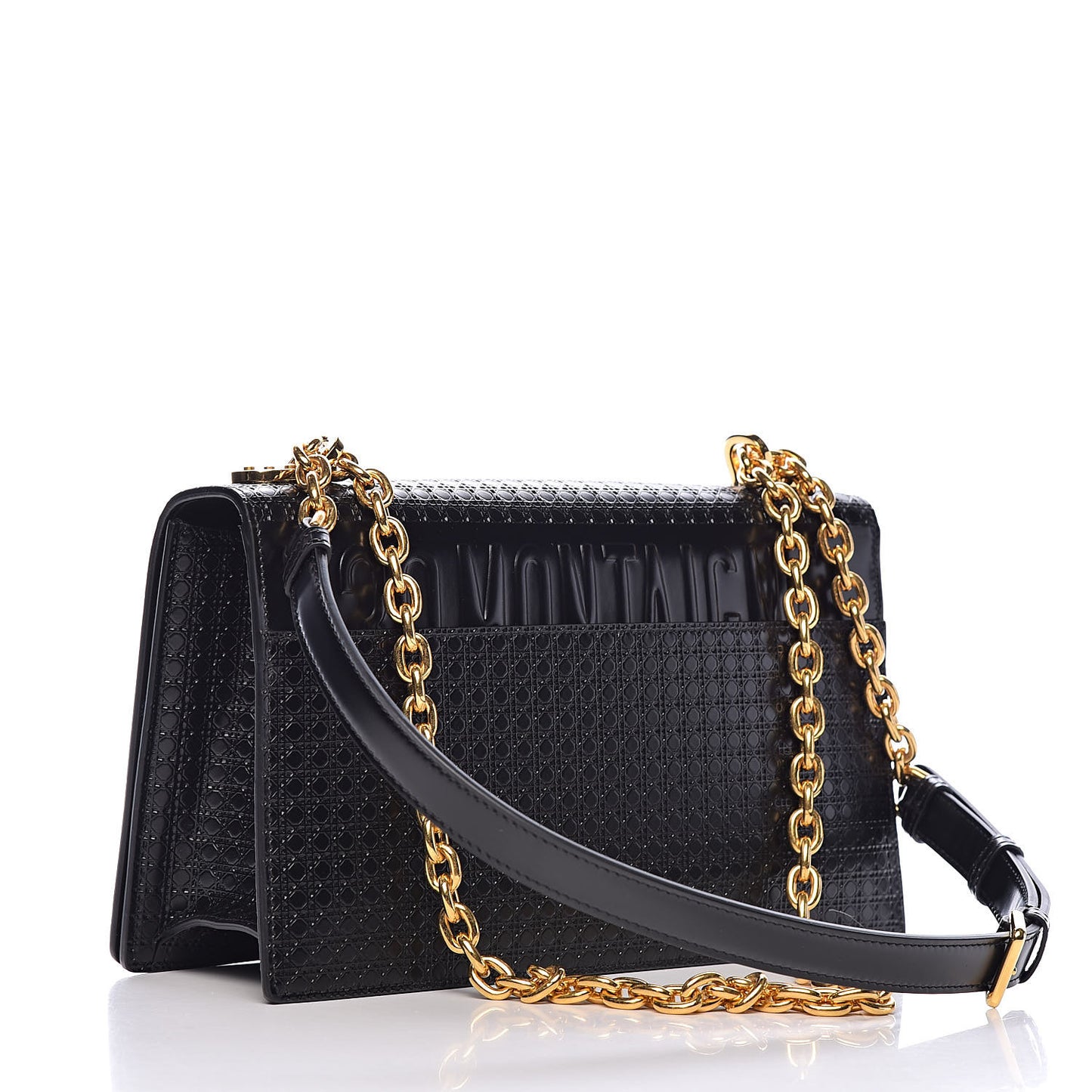 Patent Micro-Cannage 30 Montaigne Chain Flap Bag Black