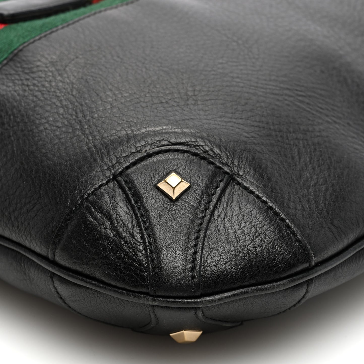 Calfskin Web Piston Lock Jackie O Hobo Black