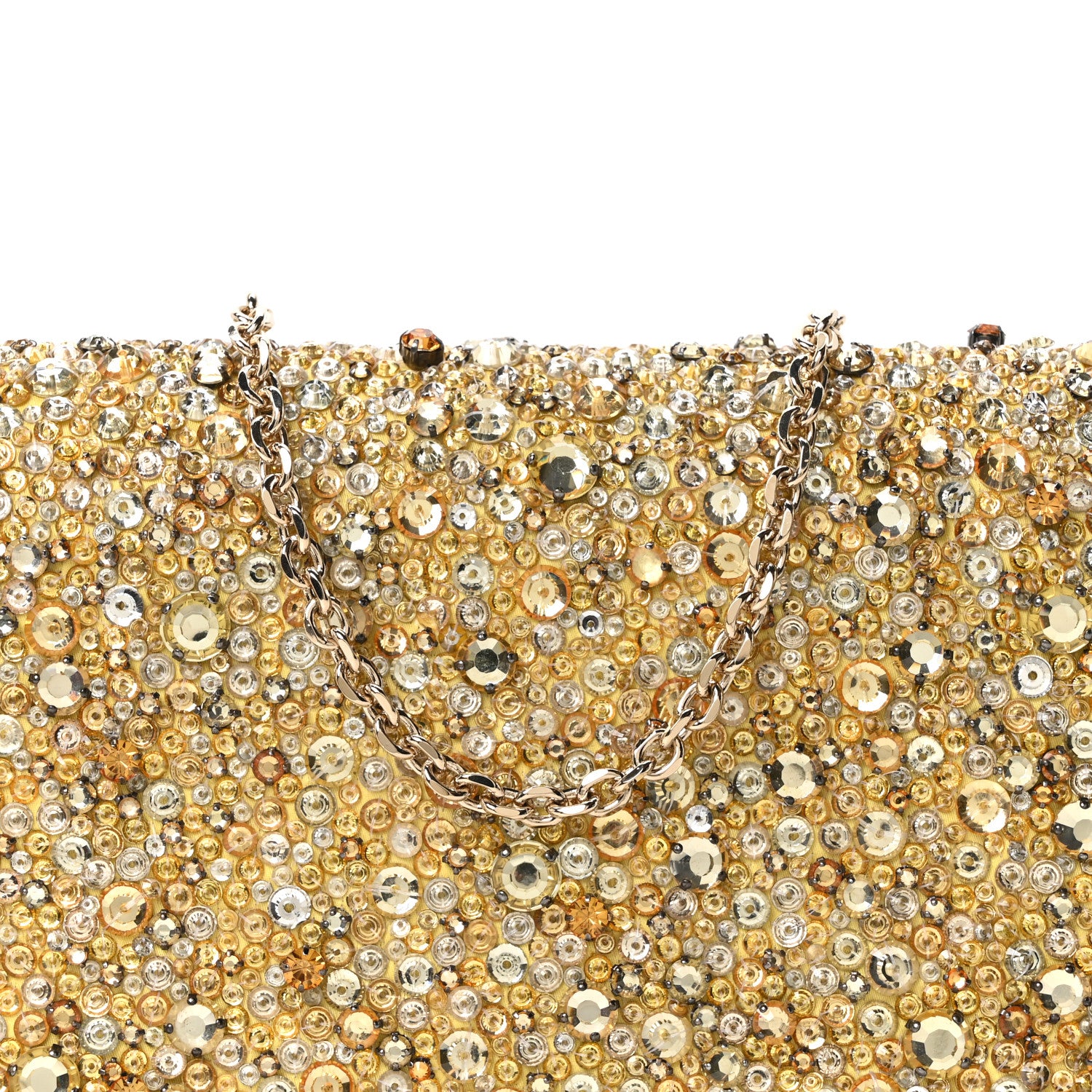 Christian Dior Calfskin Satin Bead Embroidery Lady Dior Clutch Gold Yellow 9 of 11