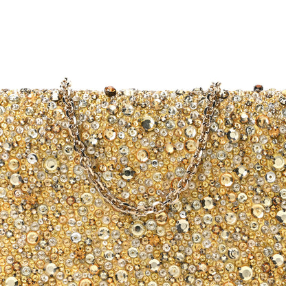 Christian Dior Calfskin Satin Bead Embroidery Lady Dior Clutch Gold Yellow 9 of 11