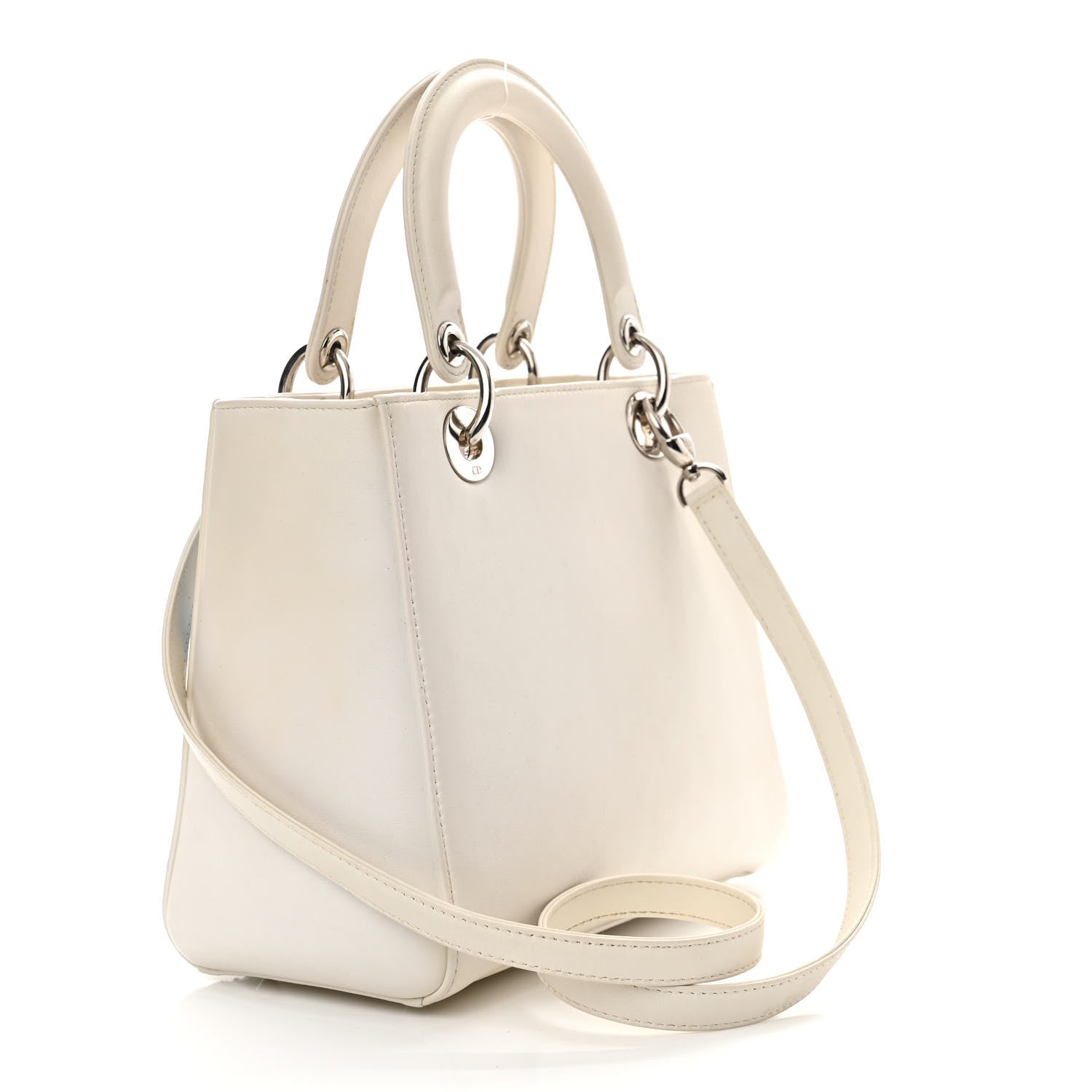 Christian Dior Smooth Calfskin Embroidered Beaded Floral Medium Lady Dior White Multicolor 3 of 12