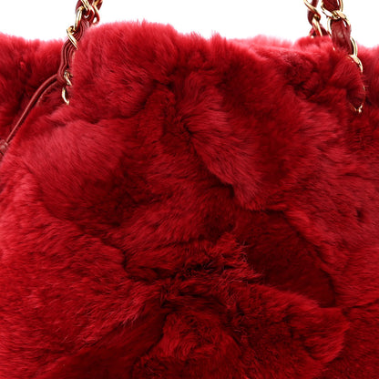 Chanel Rabbit Fur Harlequin Shoulder Bag Red 8 of 10