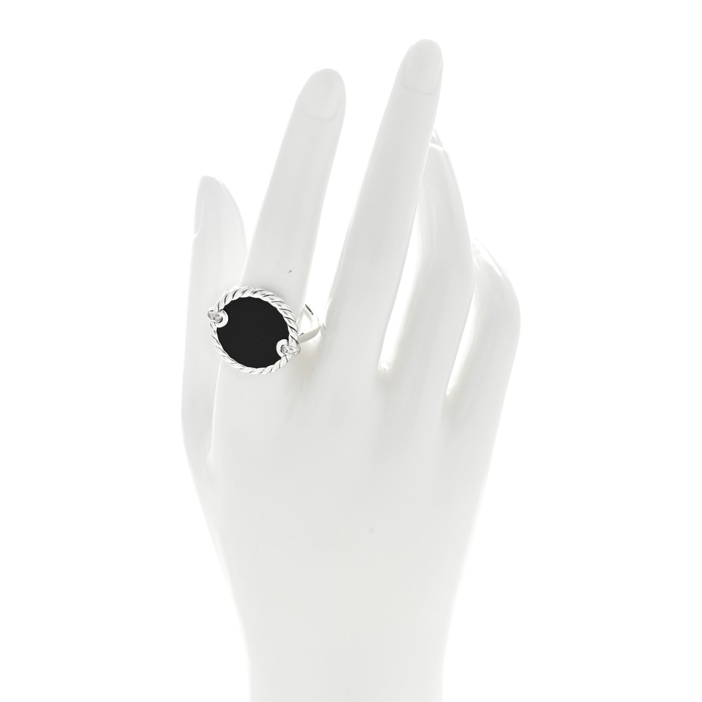 Sterling Silver Diamond Black Onyx Elements Ring 58 8.25