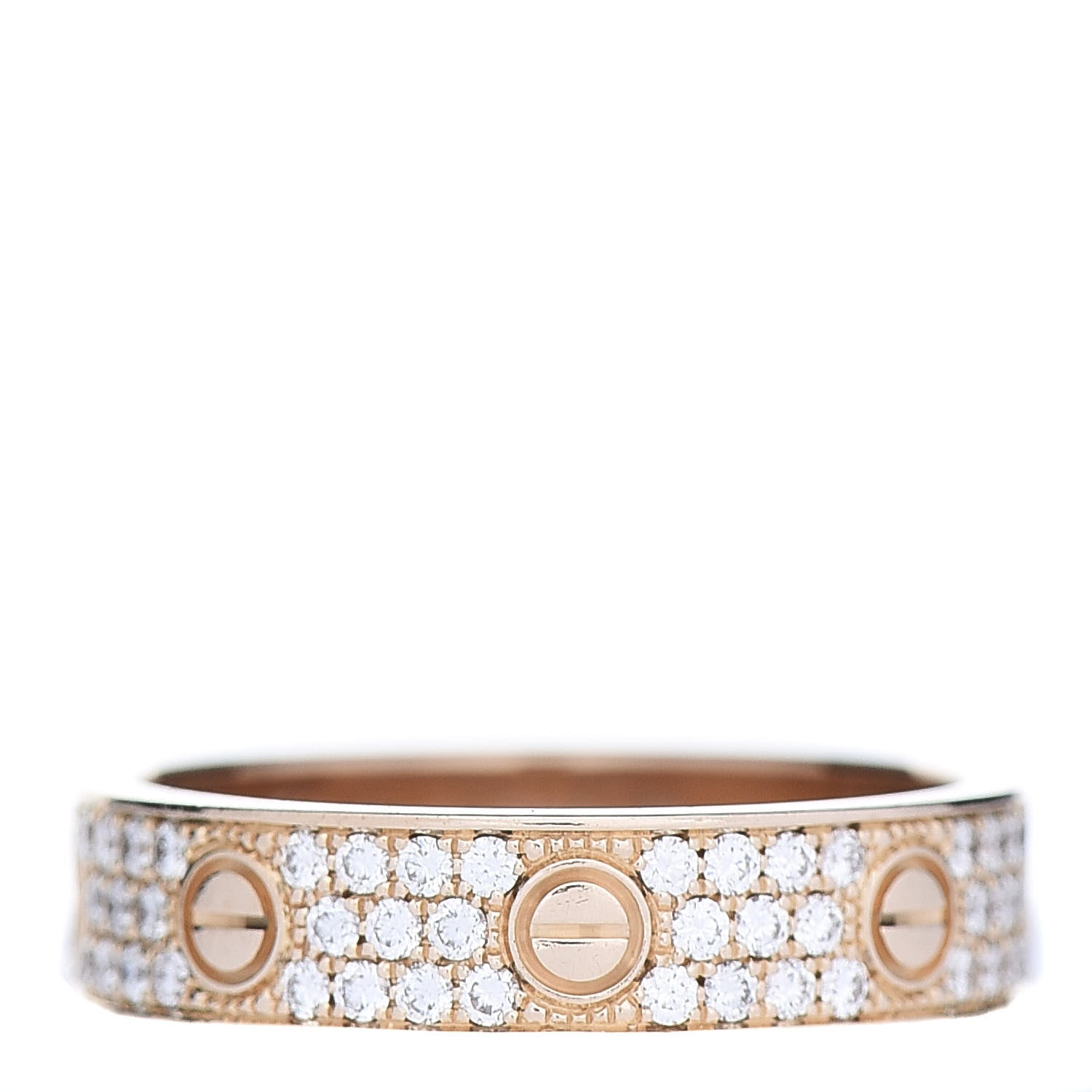 Cartier 18K Pink Gold Diamond 5mm LOVE Wedding Paved Band Ring 53 6.5 1 of 4