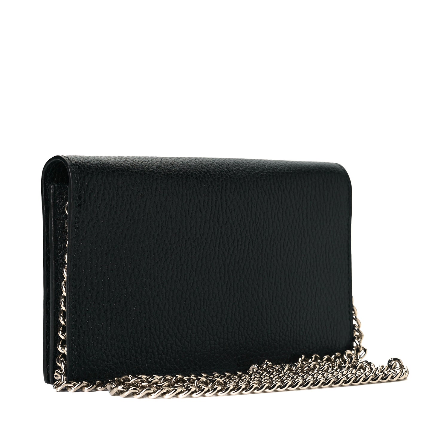Dollar Calfskin Medium Betty Chain Wallet Black