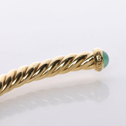David Yurman 18K Yellow Gold Emerald 4mm Cablespira Bracelet 4 of 5