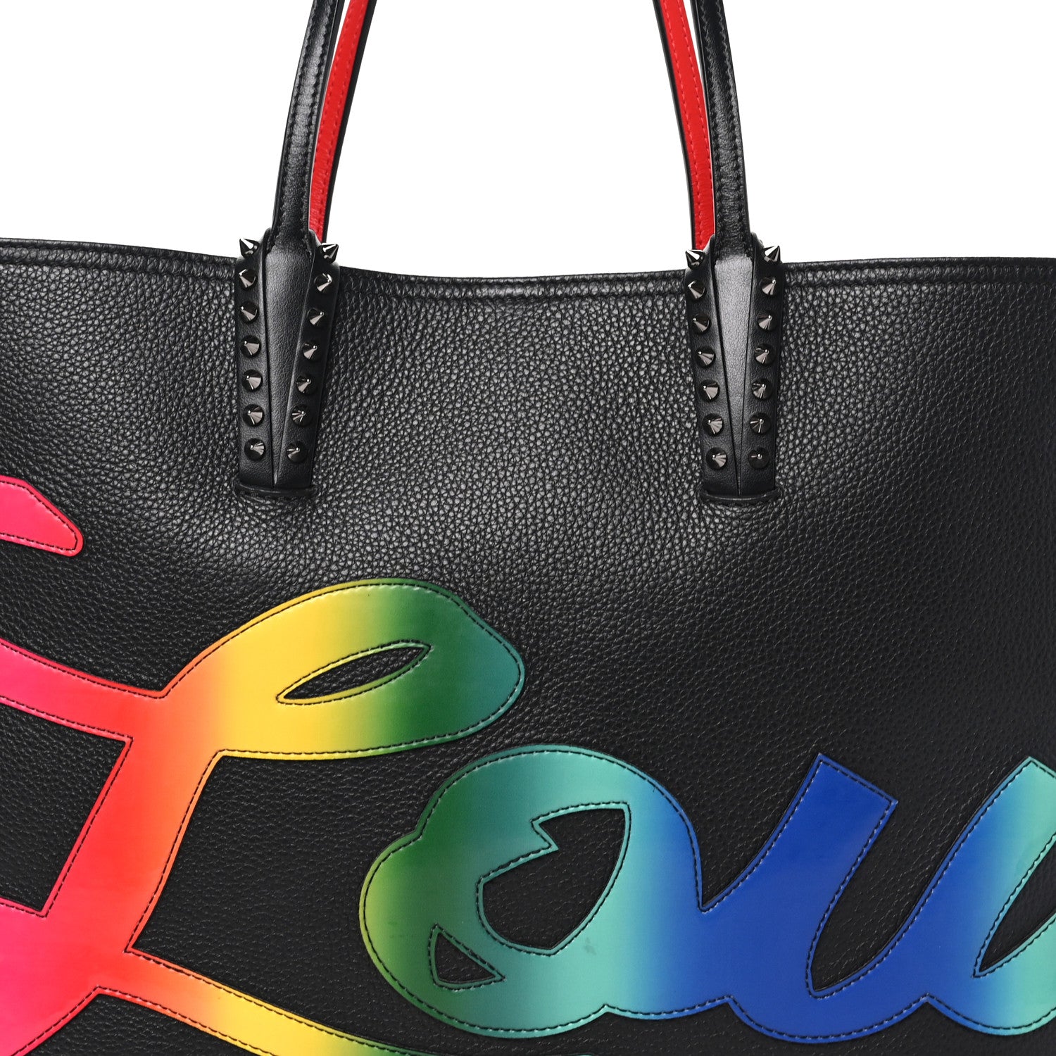 Christian Louboutin Calfskin Patent Logo Spikes East West Cabata Tote Multicolor 8 of 10