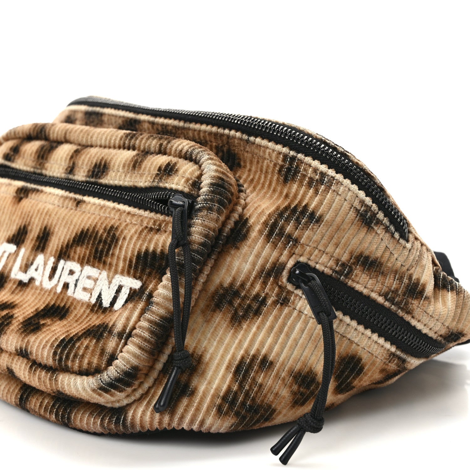 Saint Laurent Corduroy Leopard Print Belt Bag Beige Black 8 of 8