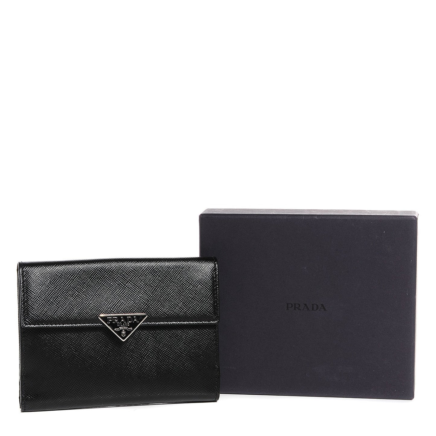 Saffiano Medium Flap Bi-Fold Wallet Black