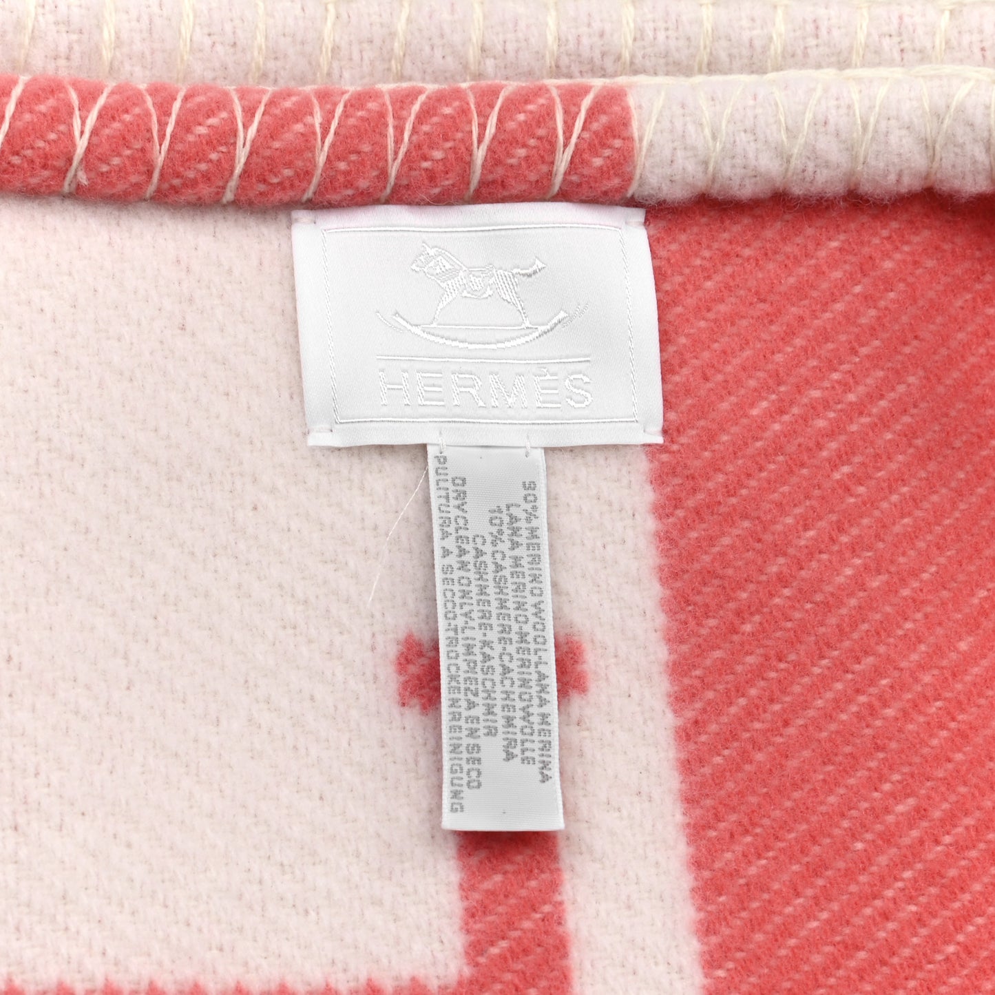Wool Cashmere Avalon Baby Blanket Rose Airelle White