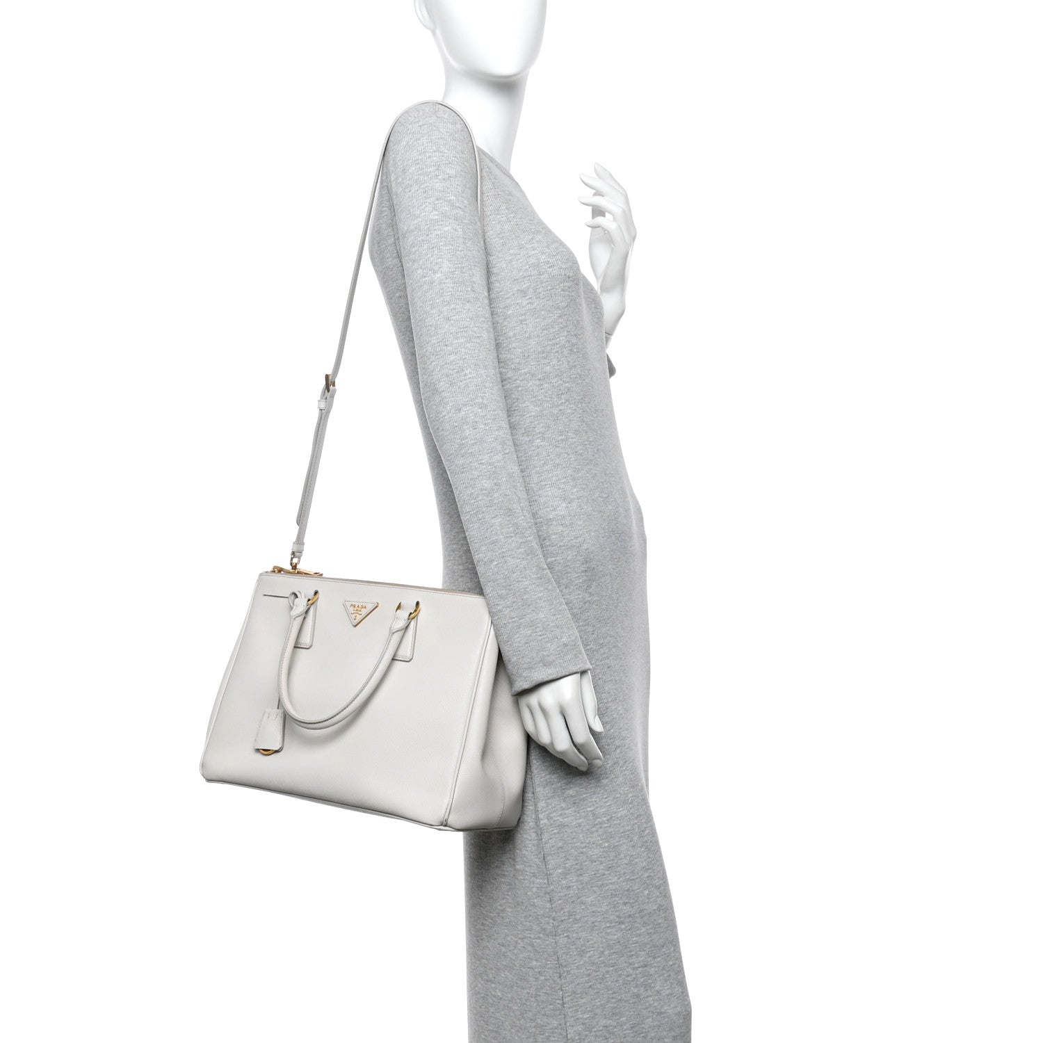 Prada Saffiano Lux Large Galleria Double Zip Tote Talco 1775145