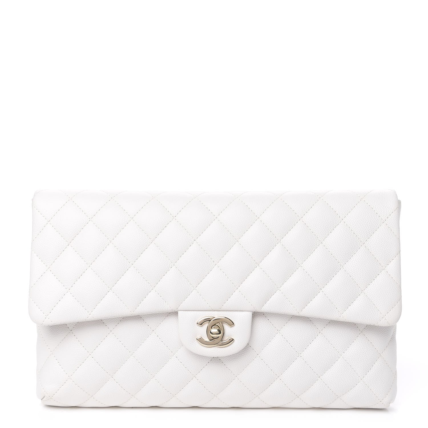Chanel Caviar Quilted Flap Clutch Ivory 1 of 9