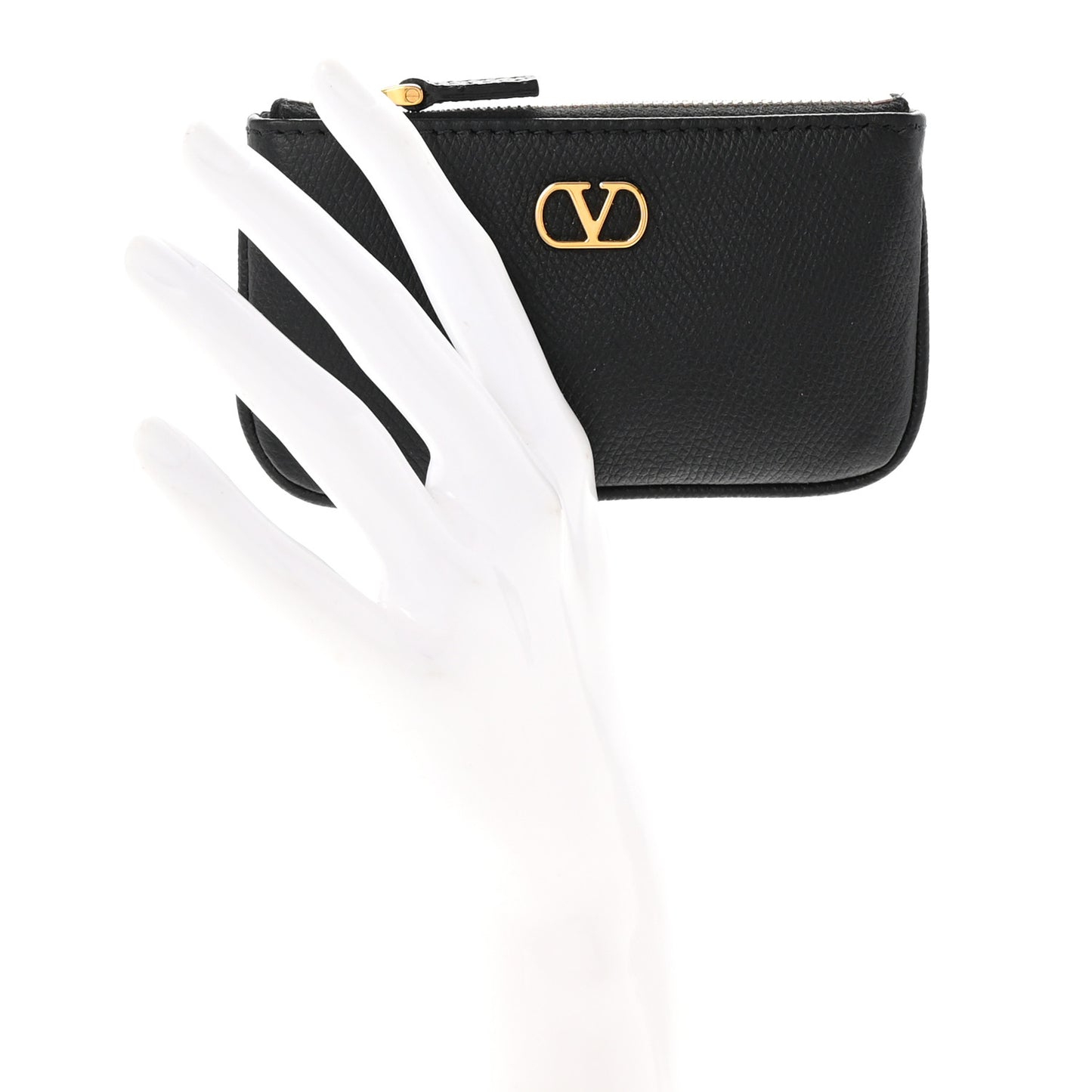 Grainy Calfskin Vlogo Key Ring Black