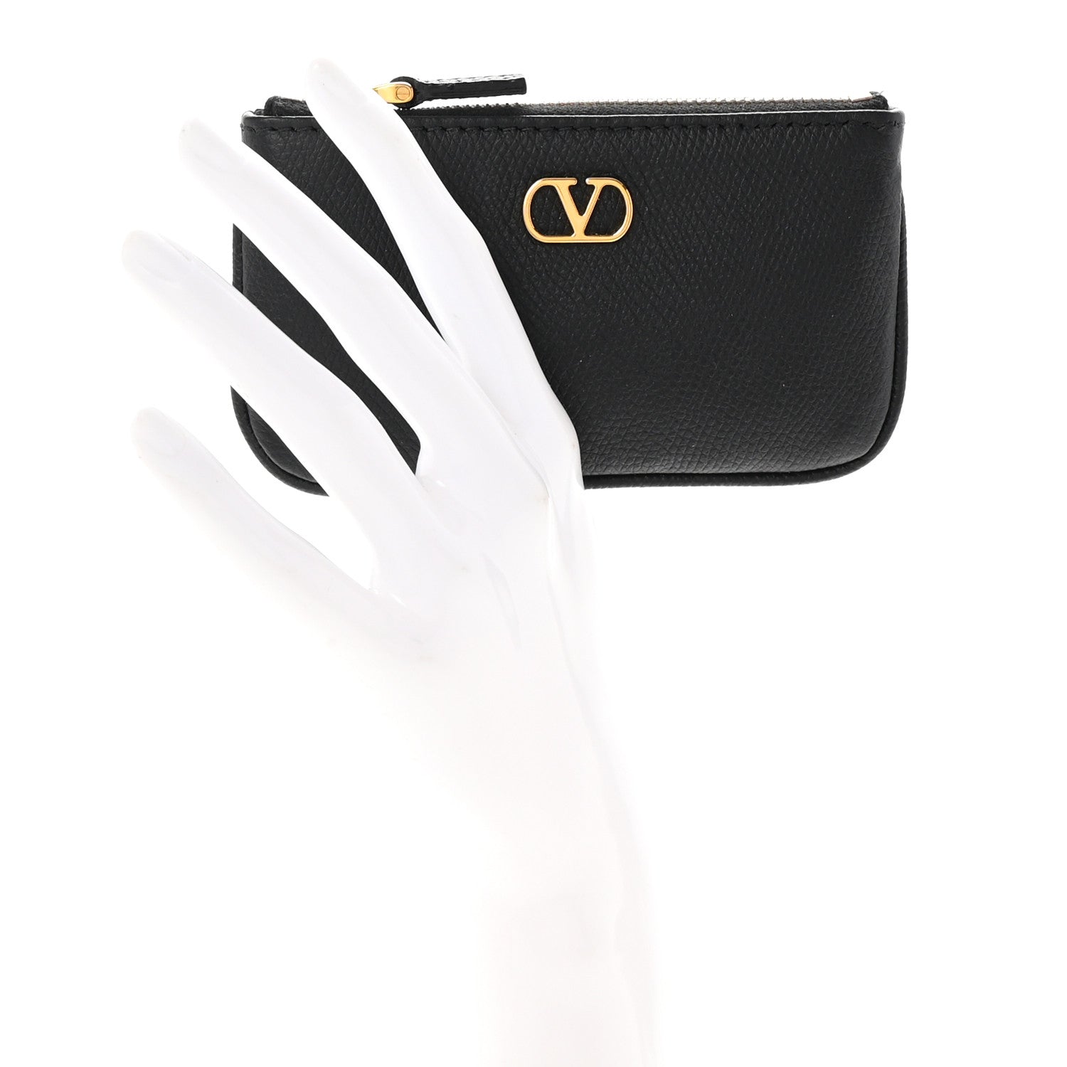 Valentino Garavani Grainy Calfskin Vlogo Key Ring Black 2 of 7