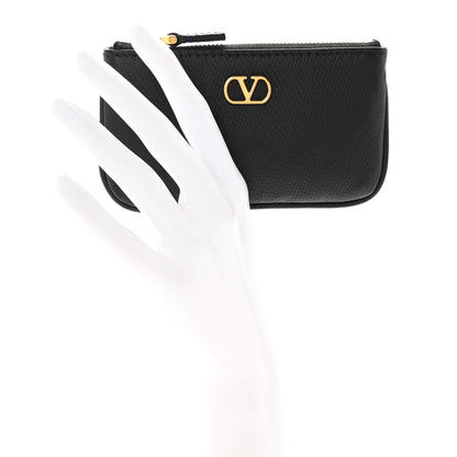 Valentino Garavani Grainy Calfskin Vlogo Key Ring Black 2 of 7