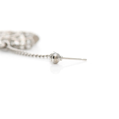 Chanel Baguette Crystal CC Drop Earrings Silver 4 of 5