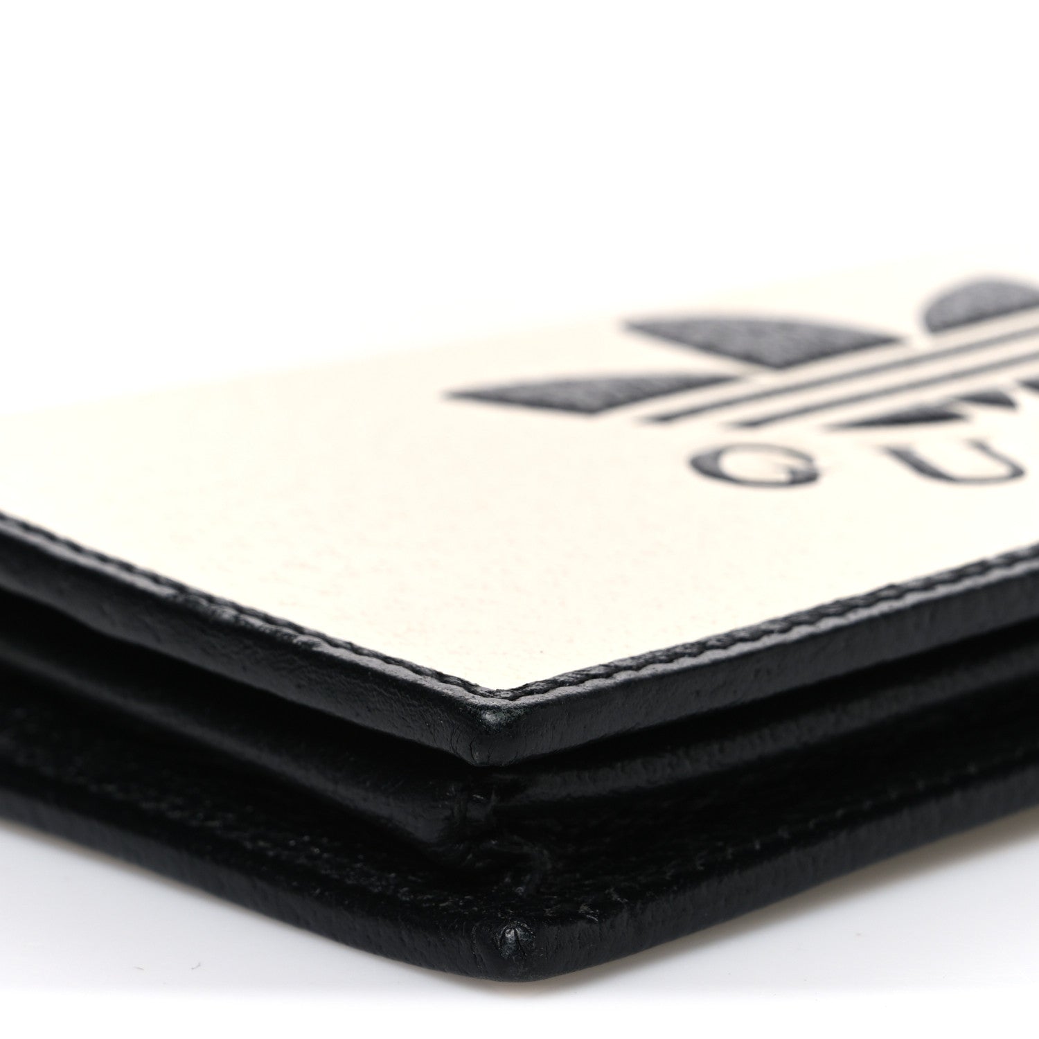 Gucci X ADIDAS Textured Dollar Calfskin Trefoil Embossed Wallet On Chain Off White Black 9 of 10