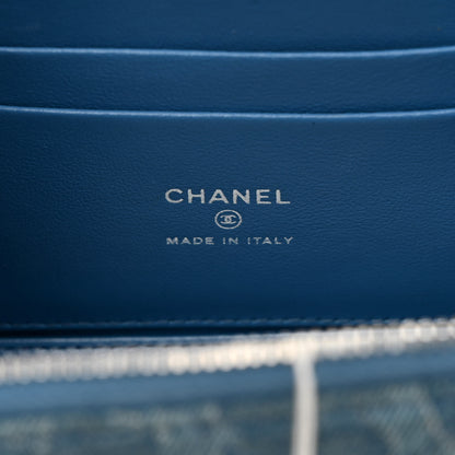 Chanel Denim Quilted Sweetheart Small Vanity Case With Chain Blue 6 of 14