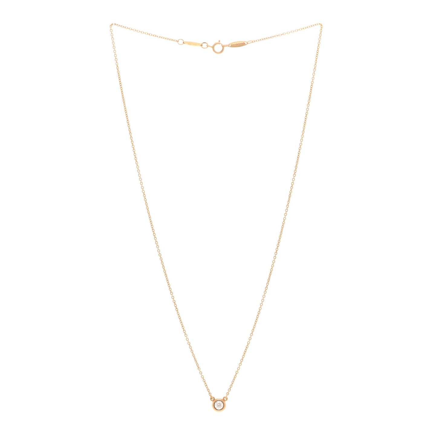 18K Rose Gold Diamond .17ct Elsa Peretti Diamonds by the Yard Pendant Necklace