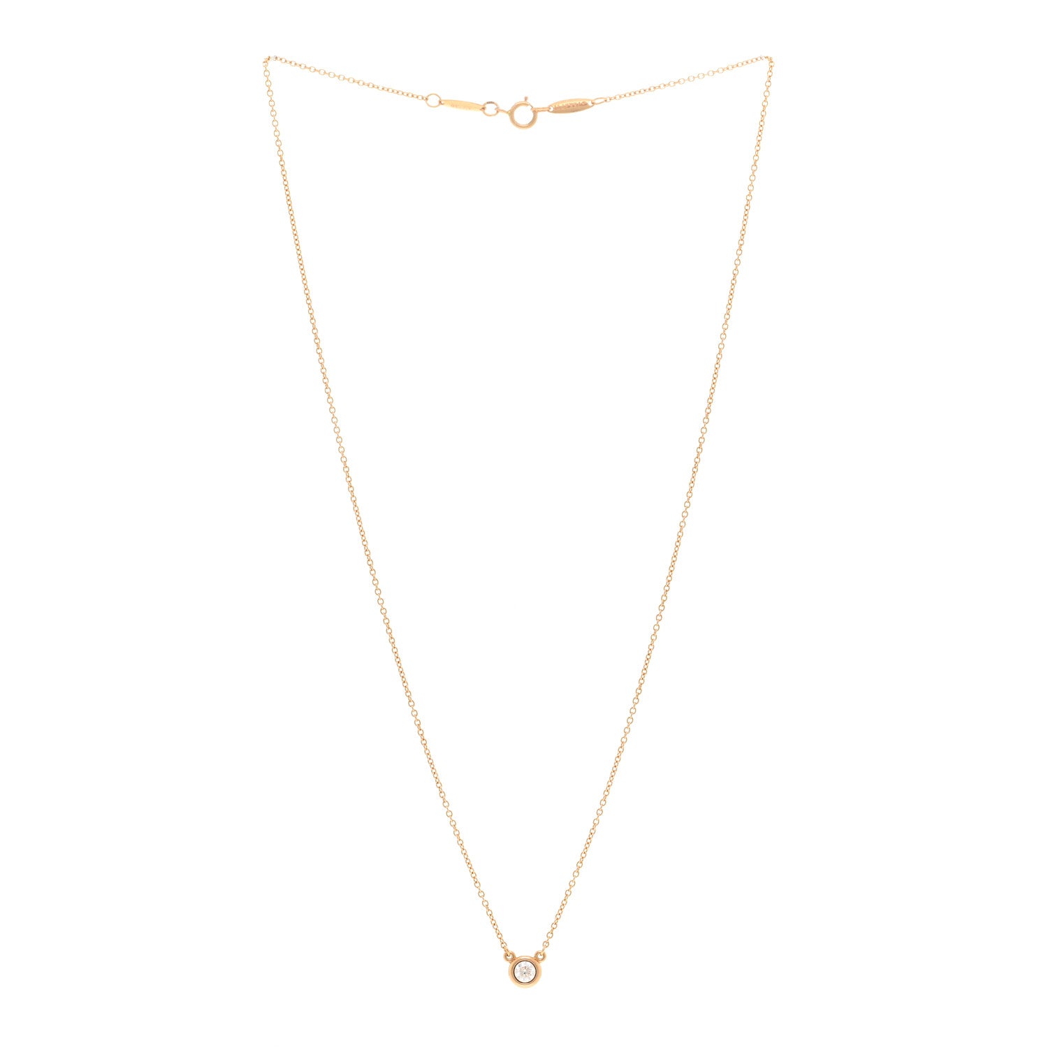 Tiffany 18K Rose Gold Diamond .17ct Elsa Peretti Diamonds by the Yard Pendant Necklace 3 of 5