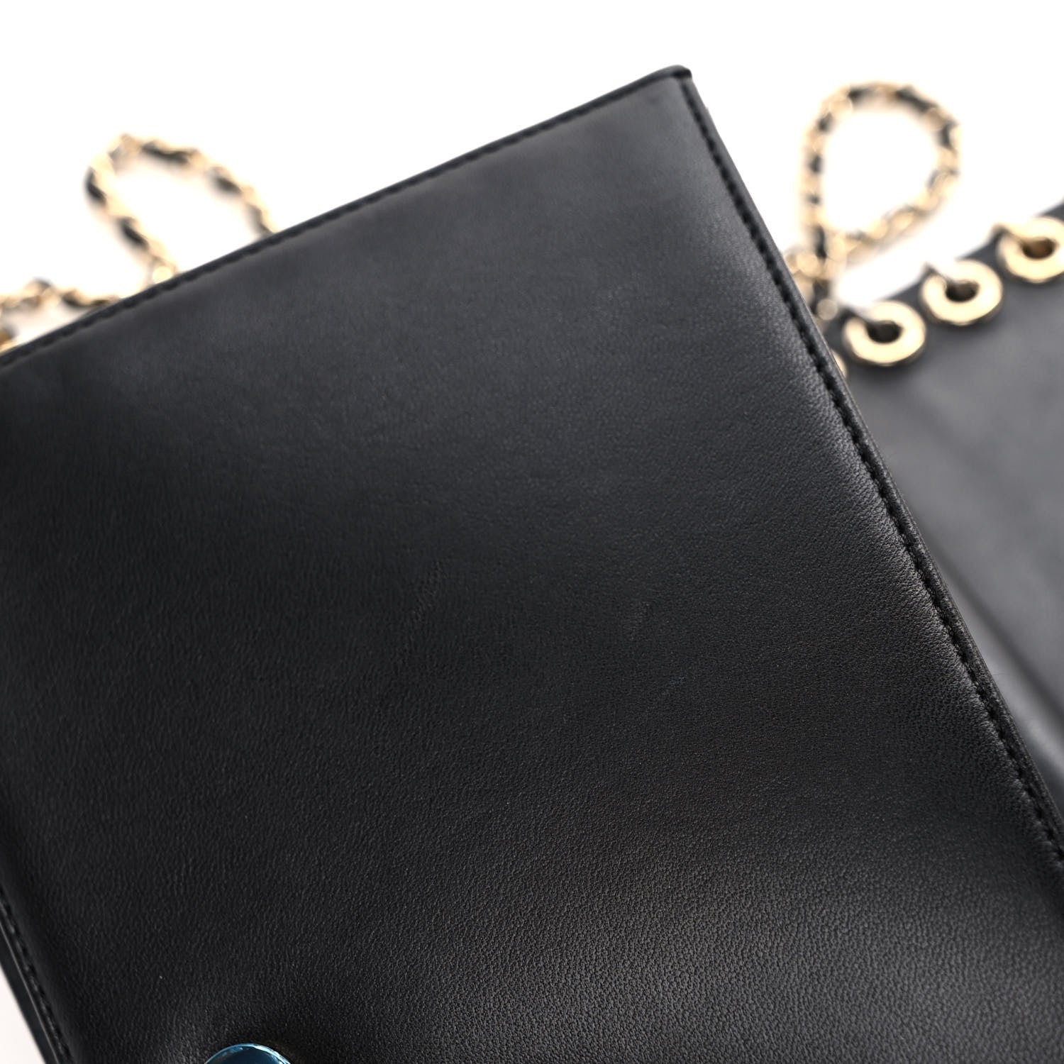 Chanel Lambskin Chocolate Bar Piercing CC Studded Small Chain Flap Bag Black 11 of 12