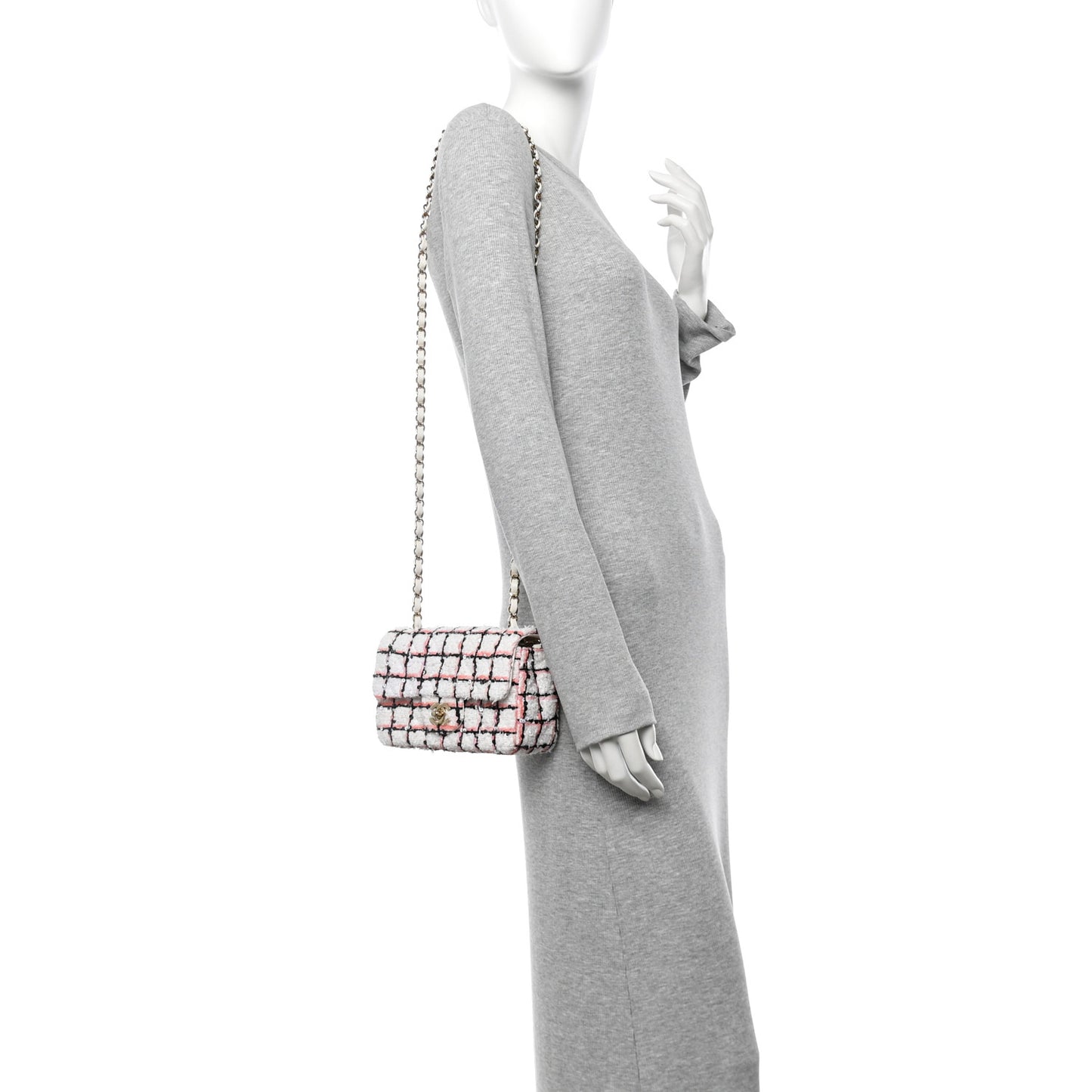 Tweed Sequin Mini Rectangular Flap White Multicolor