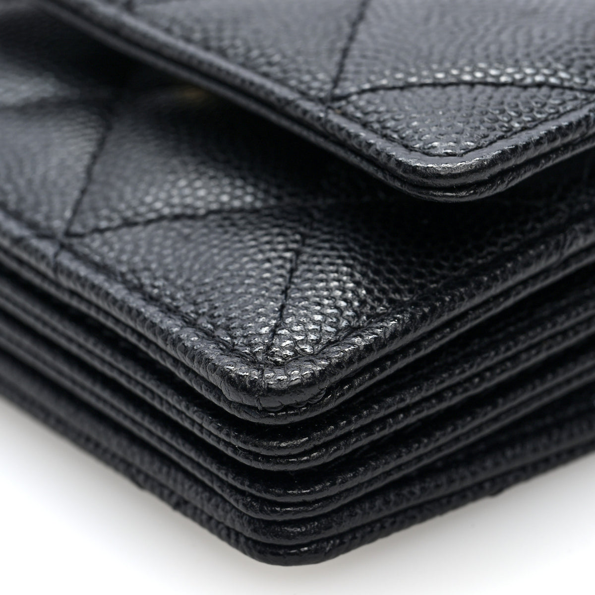 Chanel Caviar Quilted CC Stars Card Holder On Chain Black 10 of 10